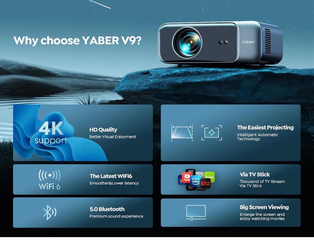 Yaber Pro V9 プロジェクター 本体 ガンメタ