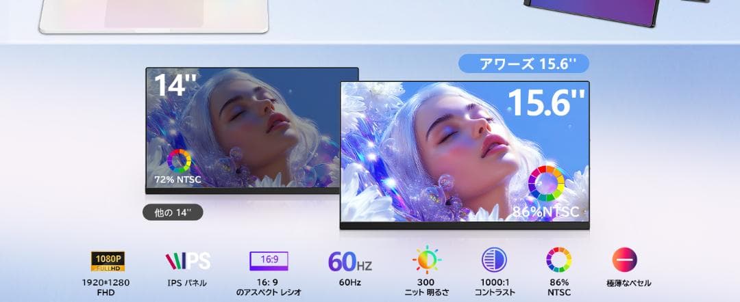 麻*紀様 P5 デュアルモニター 15.6インチ イ FHD 1080P ディス