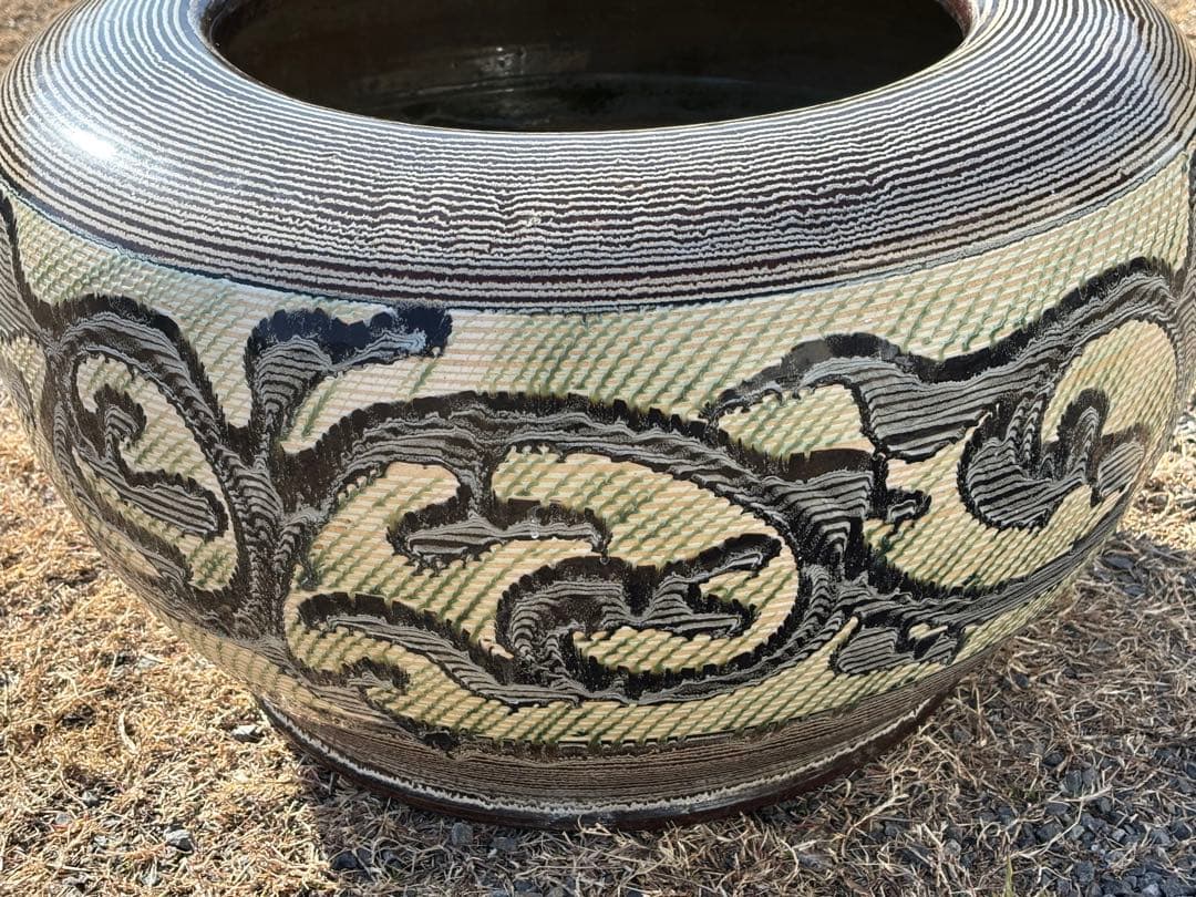 専用出品です。 大型火鉢　装飾的な模様の 陶器　昭和初期　昭和レトロ