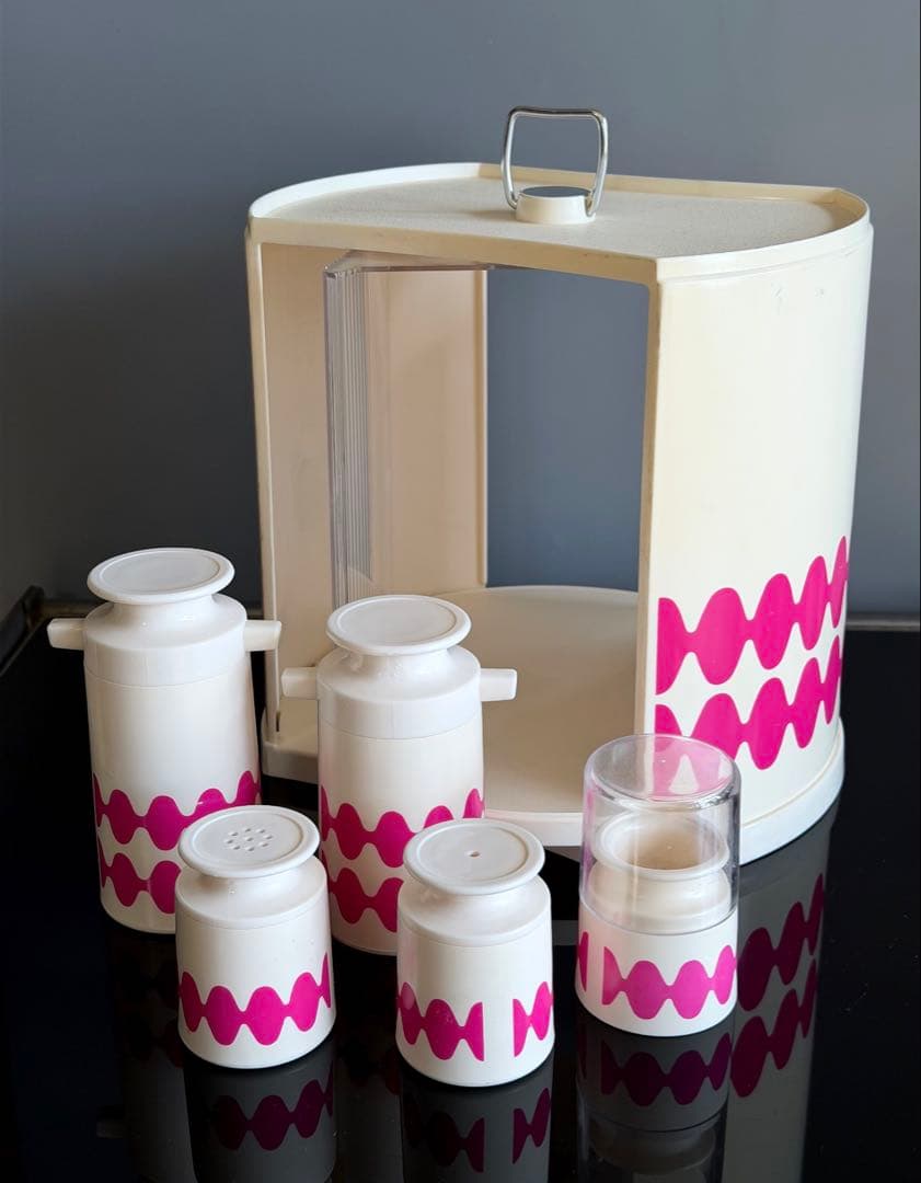 昭和レトロポップ　調味料ケース　カスターセット　調味料入れ　スペースエイジ　レア