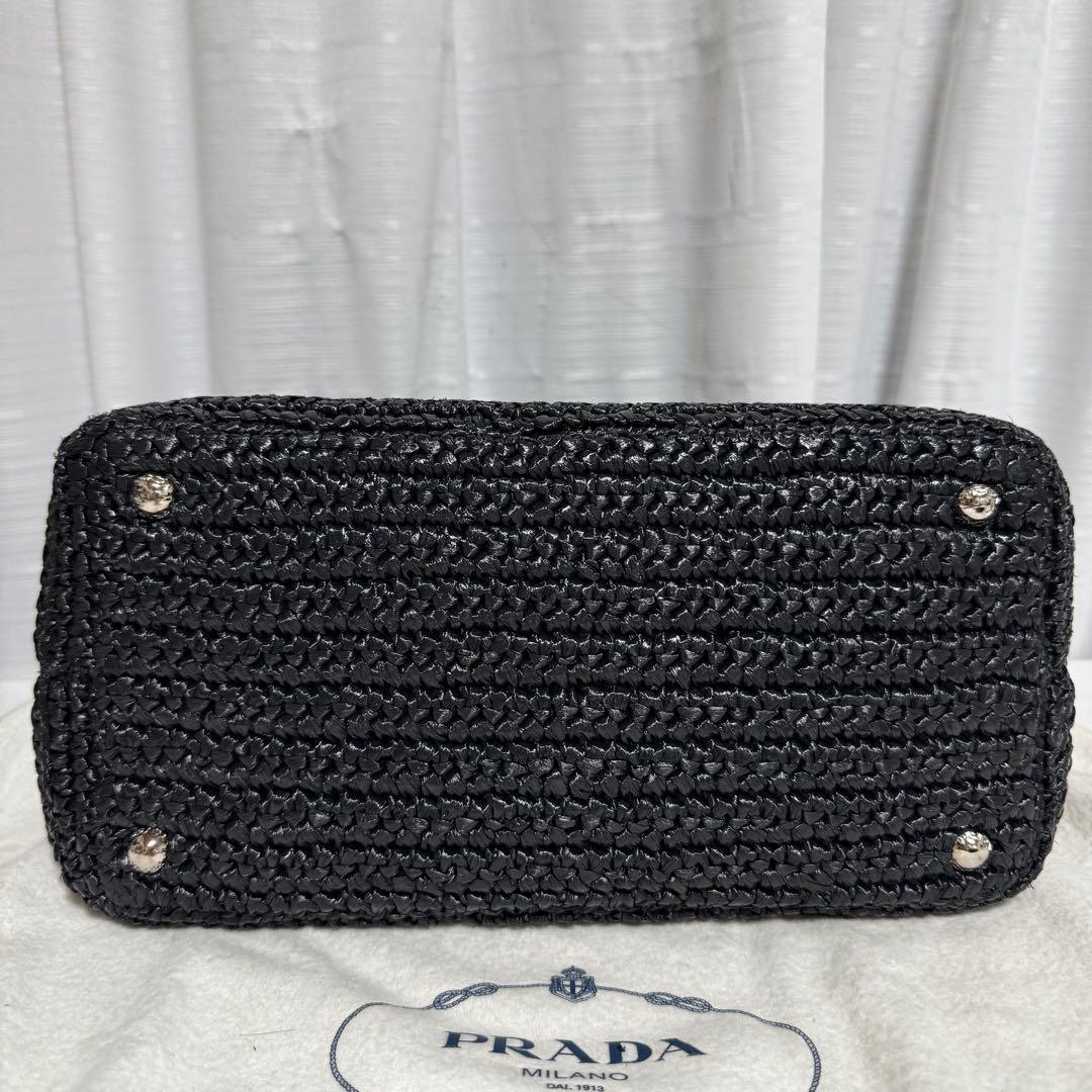 ⭐️極美品⭐️PRADA RAFIA PONPON 2way BAG ブラック
