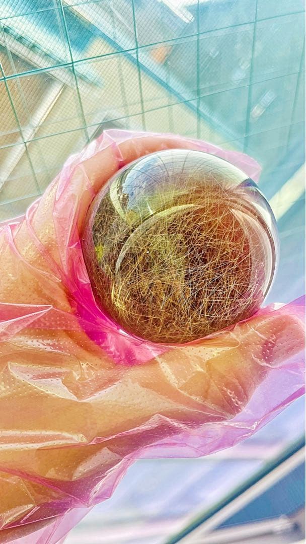 50mm ルチルクォーツ 天然石 パワーストーン 厄除け ルチル水晶 ルチル丸玉