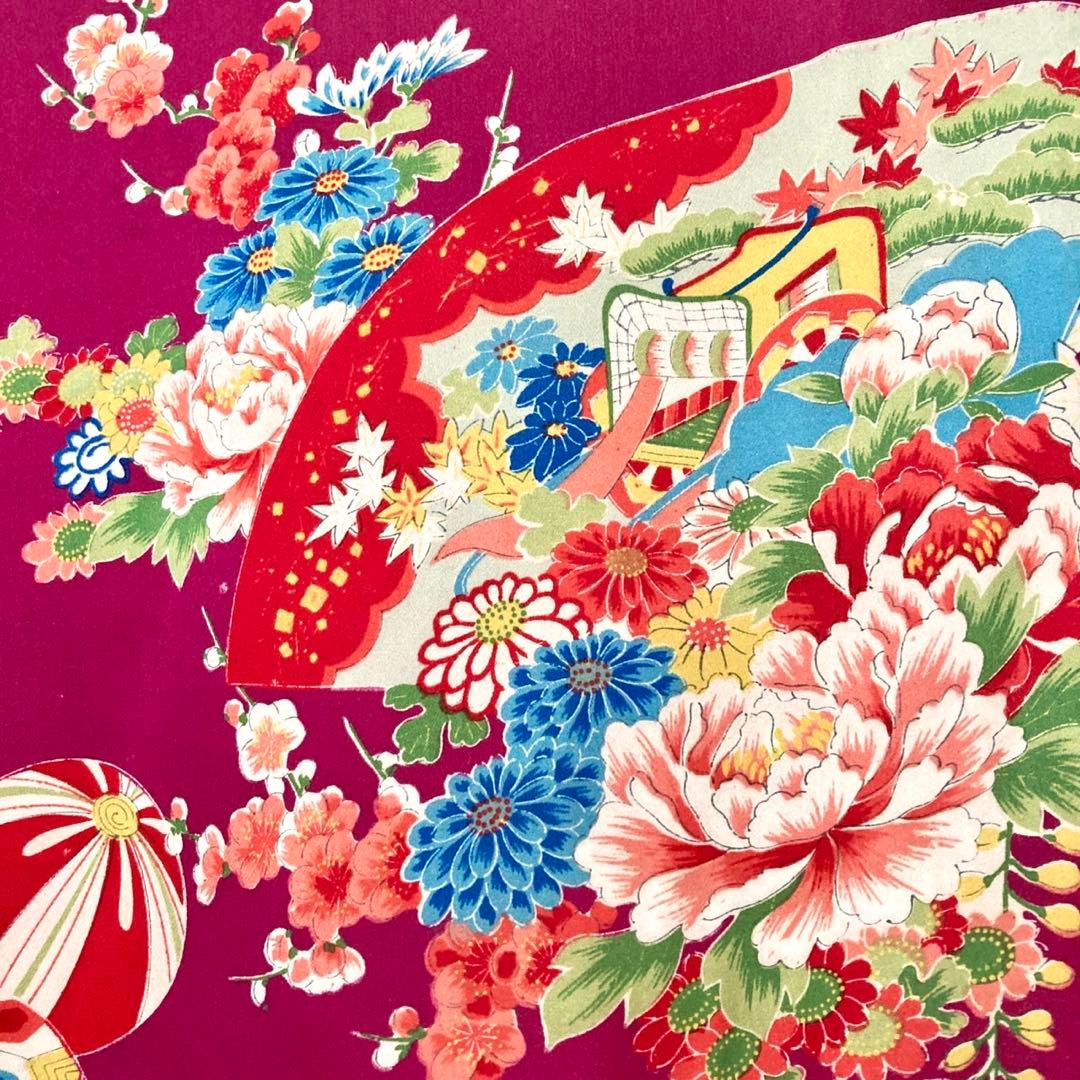 アンティーク 女の子 鶴 子供着物 七五三 アンティーク着物 NO44