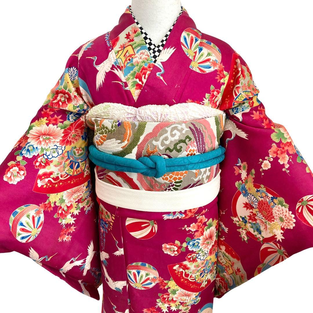 アンティーク 女の子 鶴 子供着物 七五三 アンティーク着物 NO44