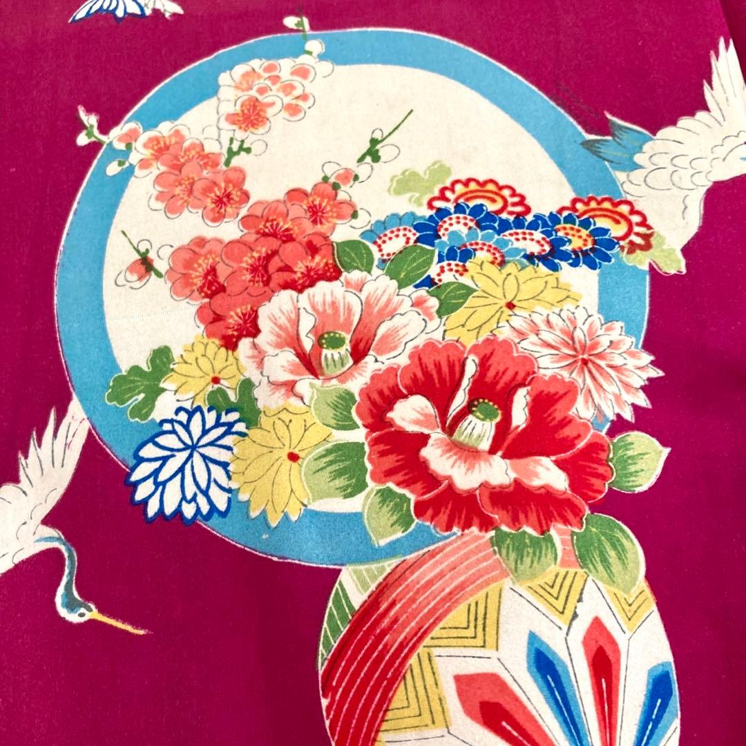 アンティーク 女の子 鶴 子供着物 七五三 アンティーク着物 NO44