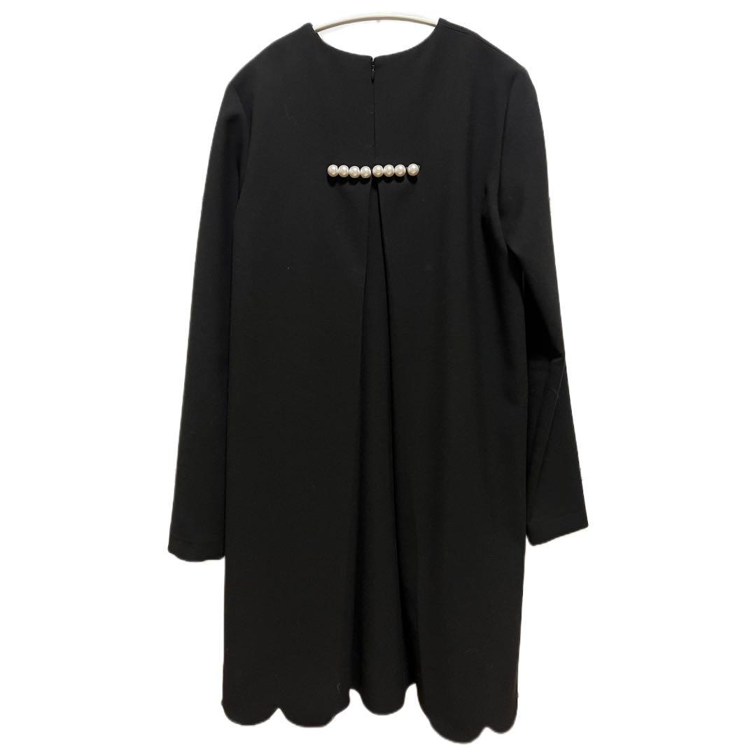 yokochan バックパールスカラップロングスリーブドレス　40