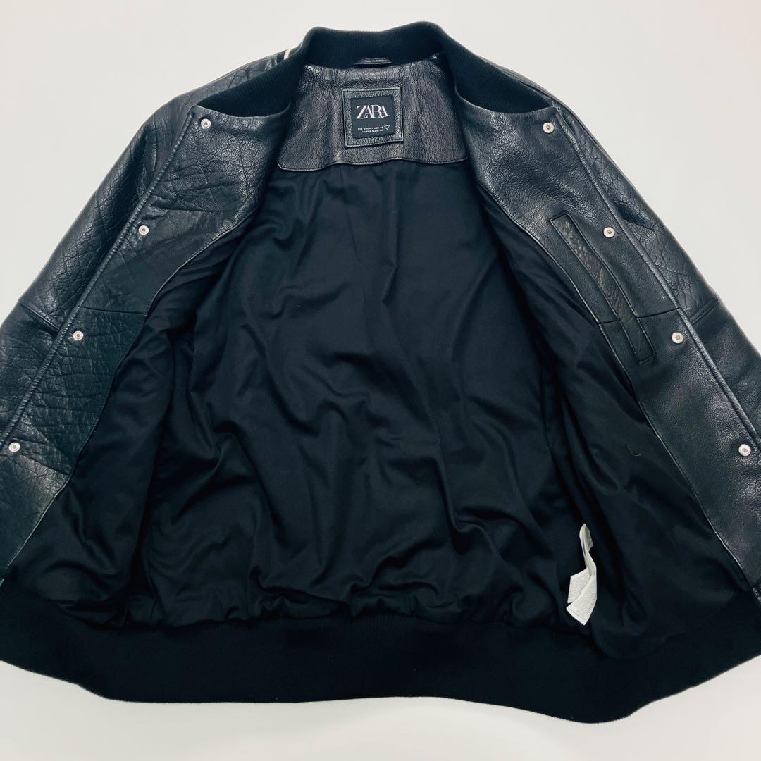【希少サイズ】　ザラ　スタジャン　ボンバージャケット　オールレザー　水牛革　L