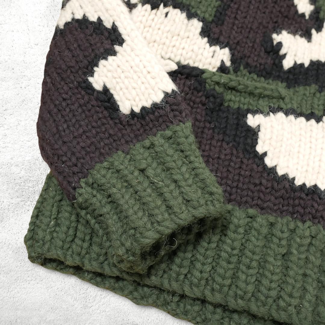 高級【カナタ】カウチンセーター XL相当 カモフラ迷彩 カナダ製 Kanata