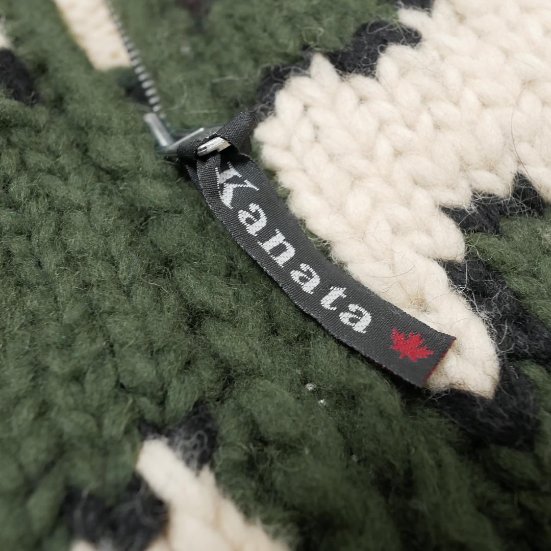 高級【カナタ】カウチンセーター XL相当 カモフラ迷彩 カナダ製 Kanata