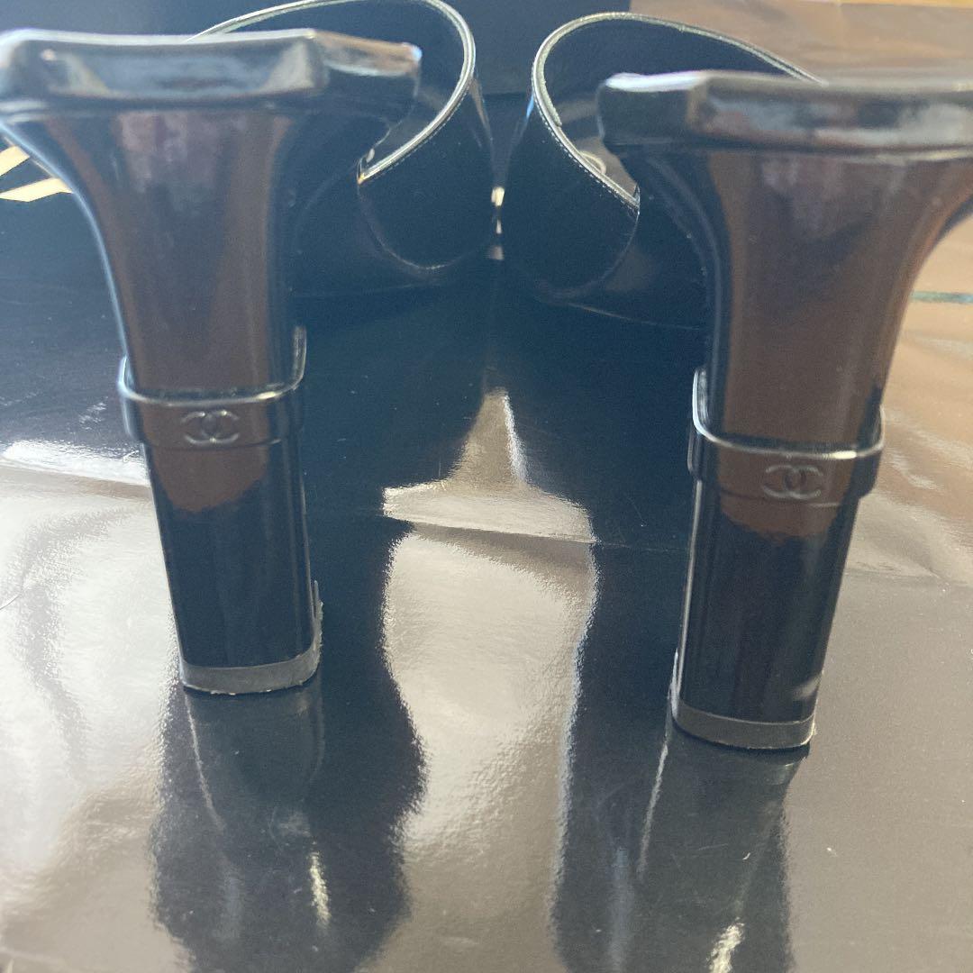 専用です‼️シャネル エナメル サンダル ミュール 黒 23.5