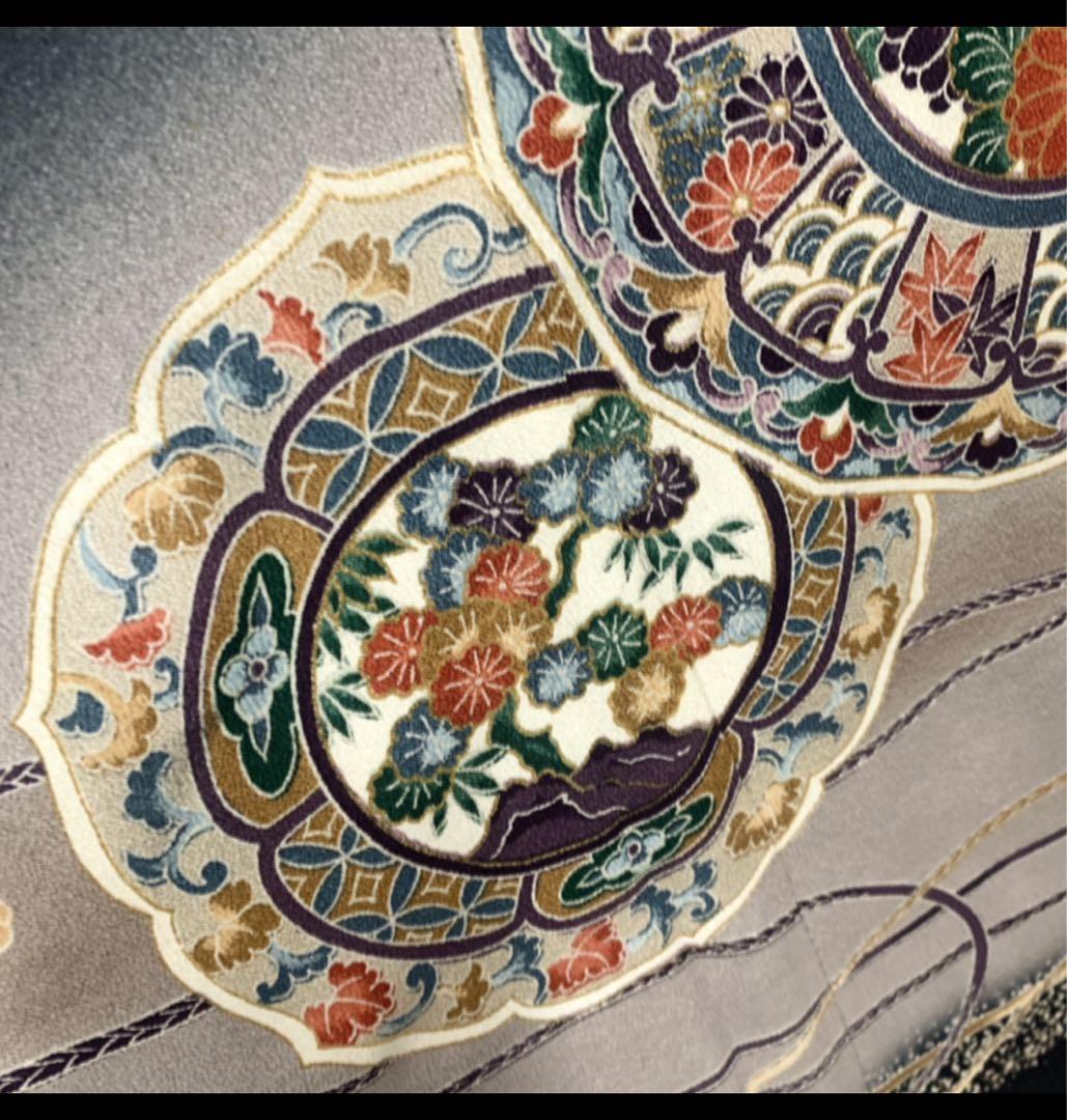 美品　正絹 黒留袖　4点フルセット 鳳凰　袋帯　結婚式　比翼仕立て　五つ紋