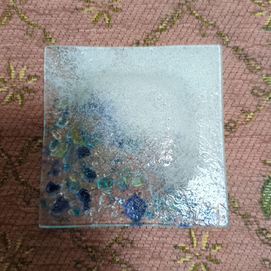 [値下げ] ムラーノガラス　プレート　小皿　白　青