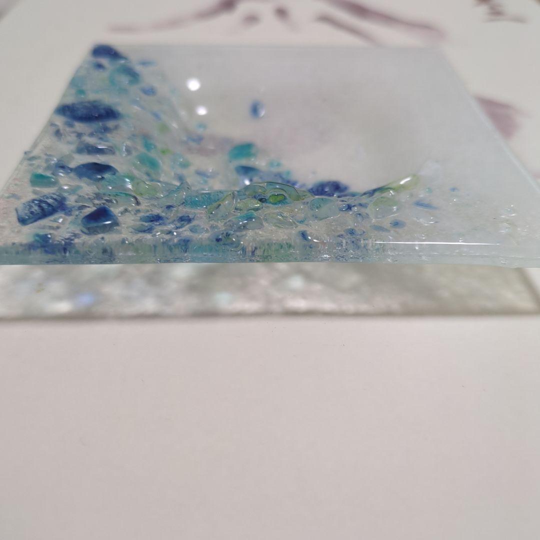 [値下げ] ムラーノガラス　プレート　小皿　白　青