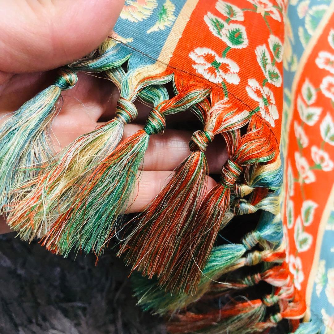 9 龍村　天平繍華文錦　54×130 テーブルセンター　織物　花柄