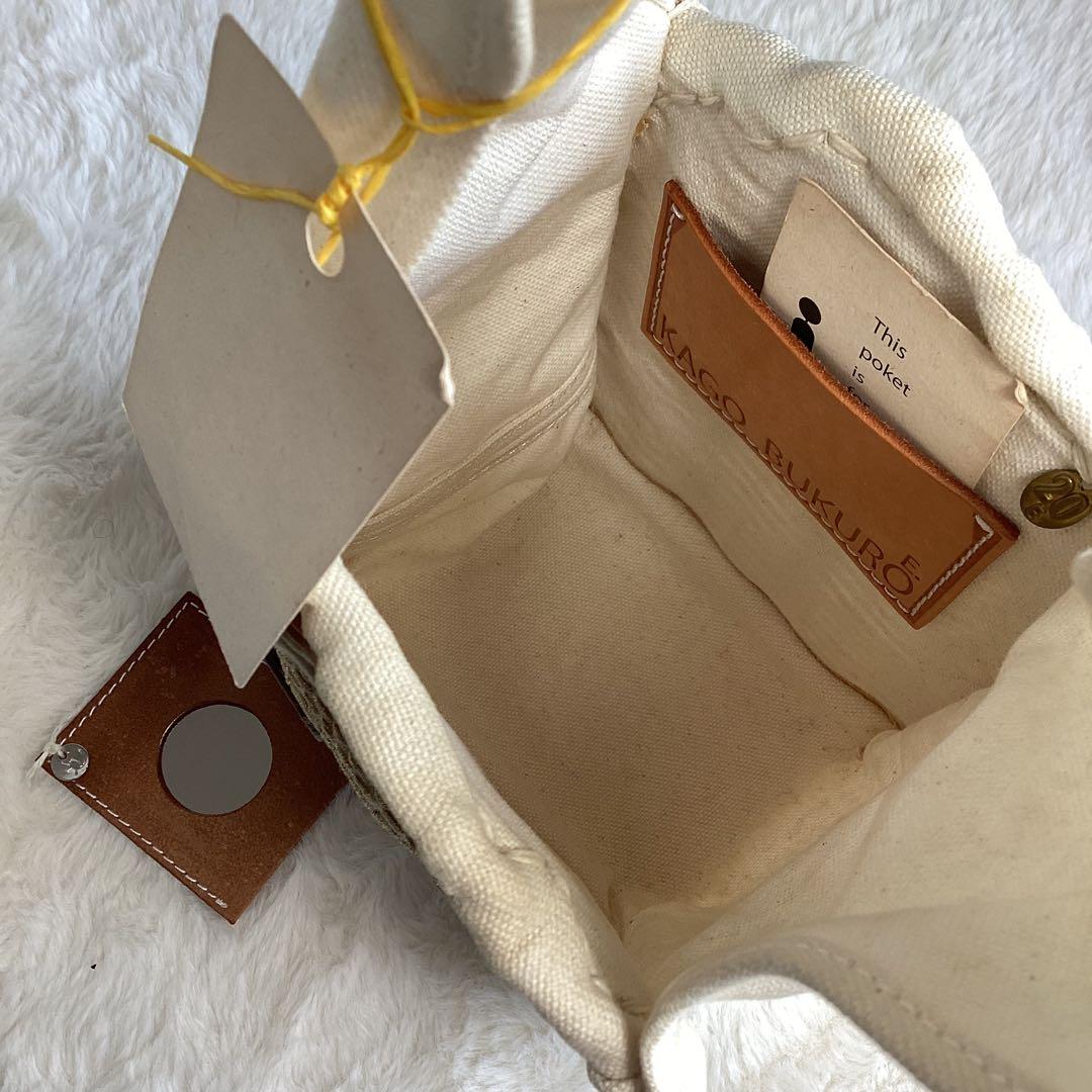 エバゴス Eワッペン　ハンドバッグ　カゴバッグ　キャンバス 鏡付き