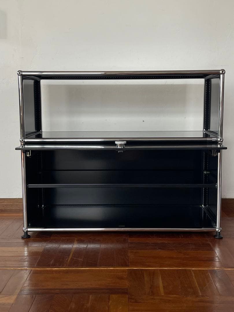 USM ハラー 1列 2段 フリップアップ ドア キャビネット ブラック