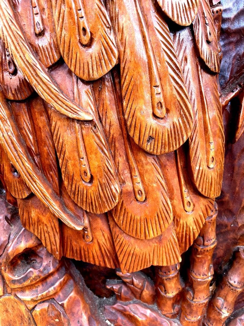 一刀彫⭐️アンティーク⭐️骨董⭐️衝立⭐️天然木⭐️孔雀⭐️重量物‼️‼️