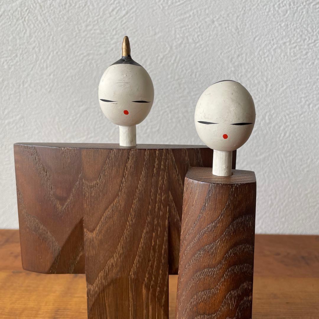 希少　古物　欅木製　立て雛　芸術　古道具　伝統文化　民藝