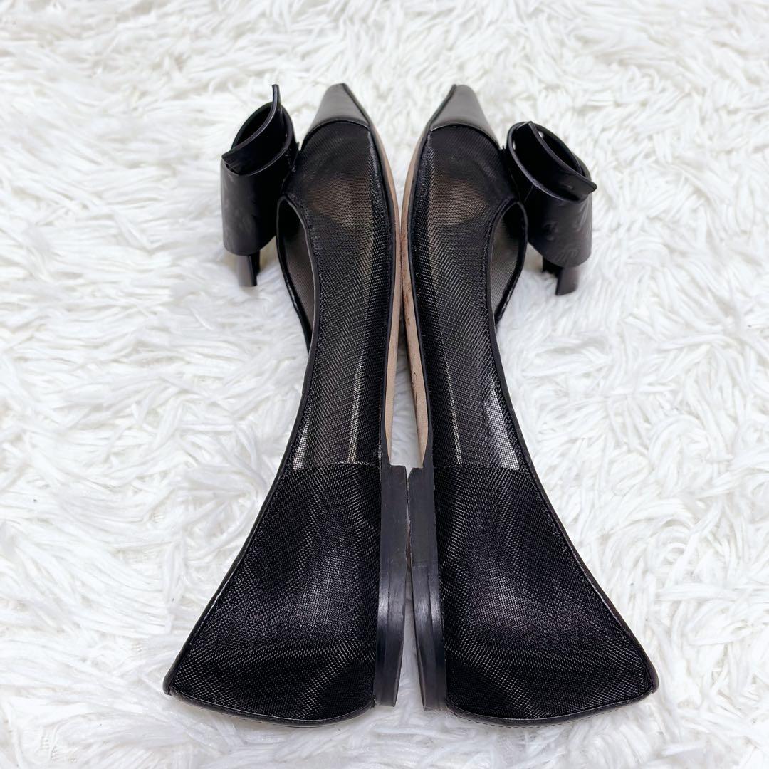 ✨外観美品✨Jimmy Choo ブラック フラットシューズ セレモニー リボン