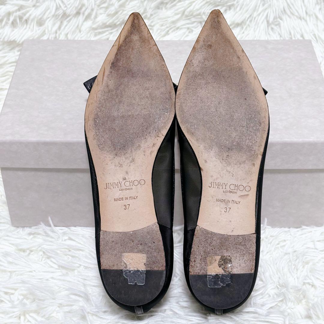 ✨外観美品✨Jimmy Choo ブラック フラットシューズ セレモニー リボン