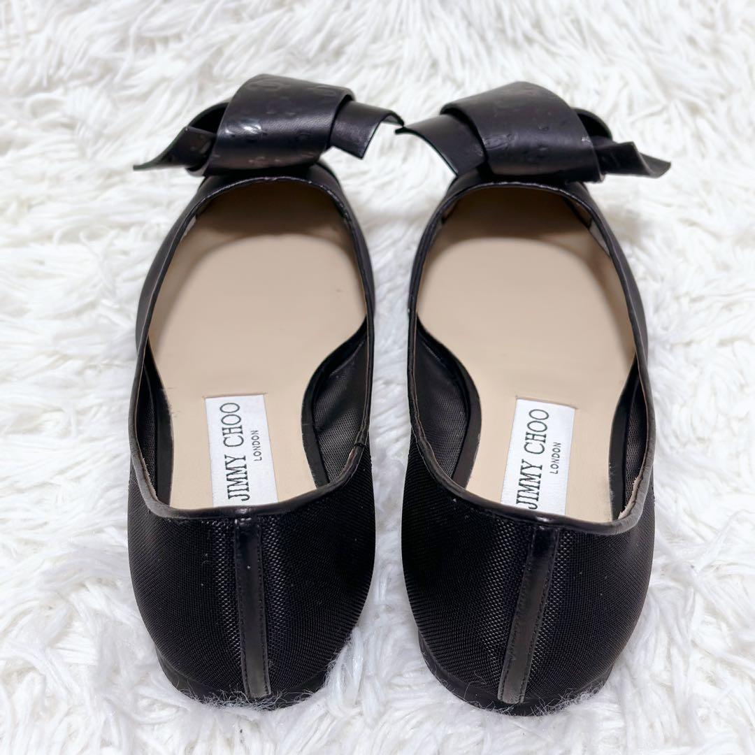 ✨外観美品✨Jimmy Choo ブラック フラットシューズ セレモニー リボン