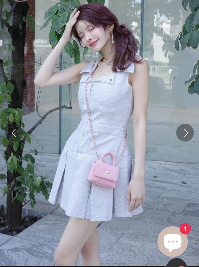 Randy シャーニーツイードジップワンピース