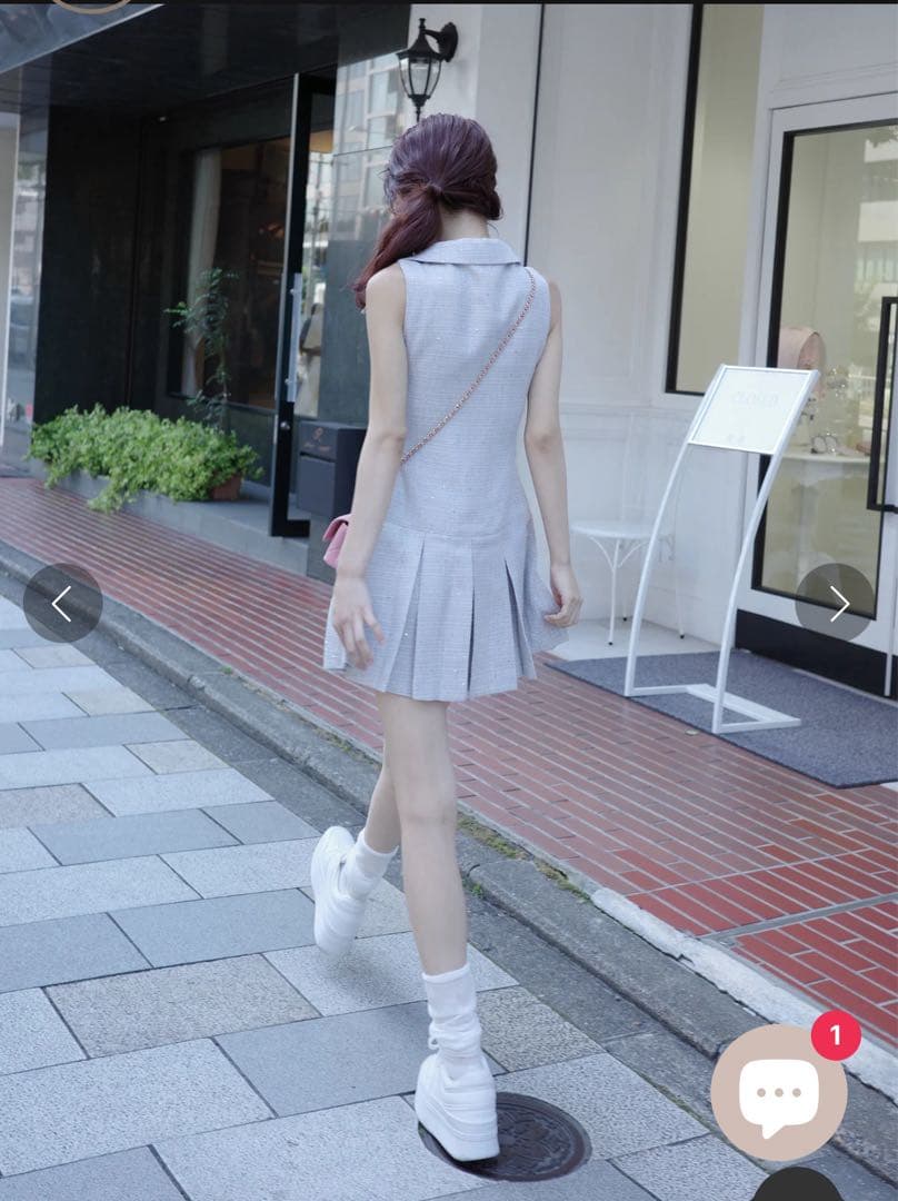 Randy シャーニーツイードジップワンピース