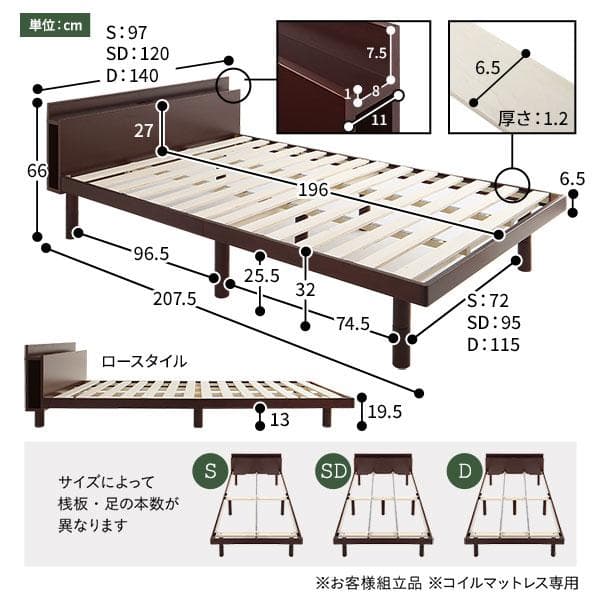 ベッド ダブル ポケットコイルマットレス付き ナチュラル ds-2418541