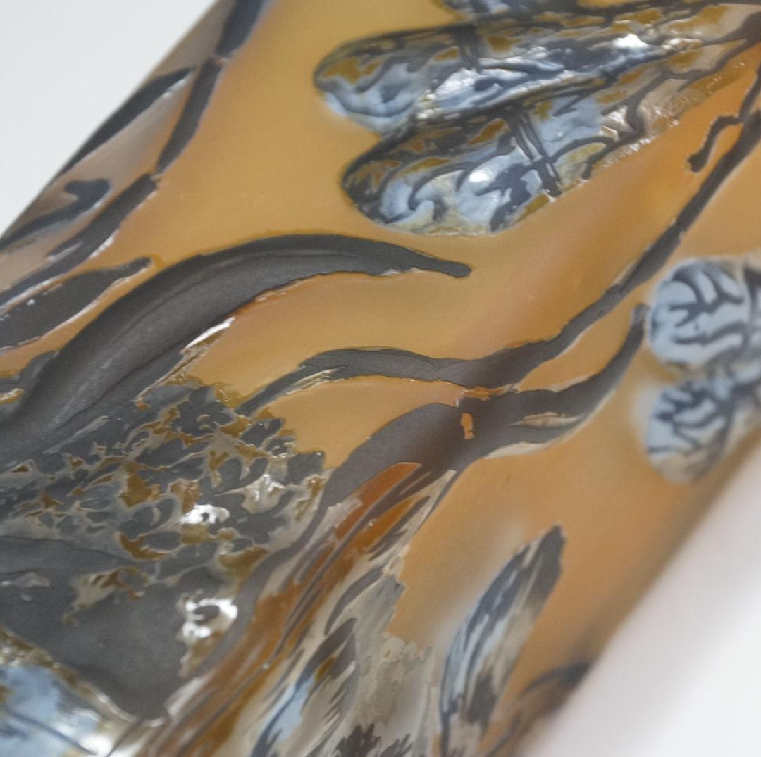 【証明書】 エミール　ガレ　特大　蜻蛉文　花器　花瓶　技法スフレ　被せガラス