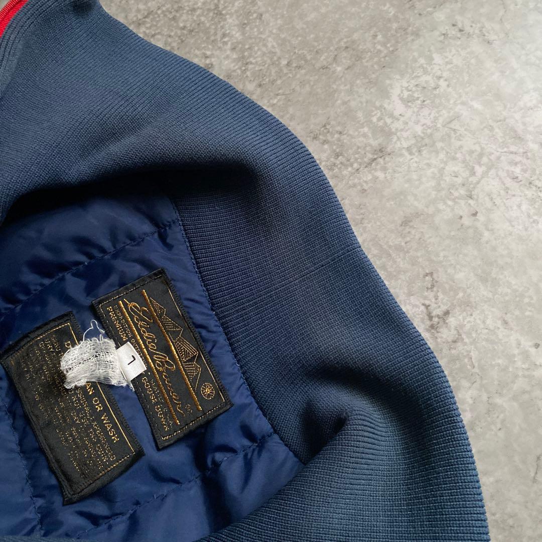 名作 80s 黒タグ エディーバウアー ダウン プルオーバー 紺 L