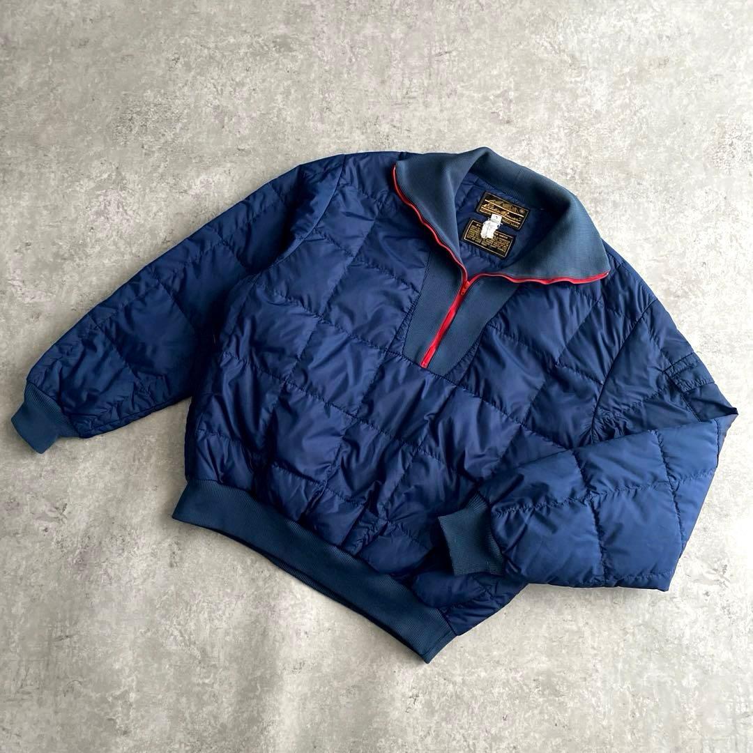 名作 80s 黒タグ エディーバウアー ダウン プルオーバー 紺 L