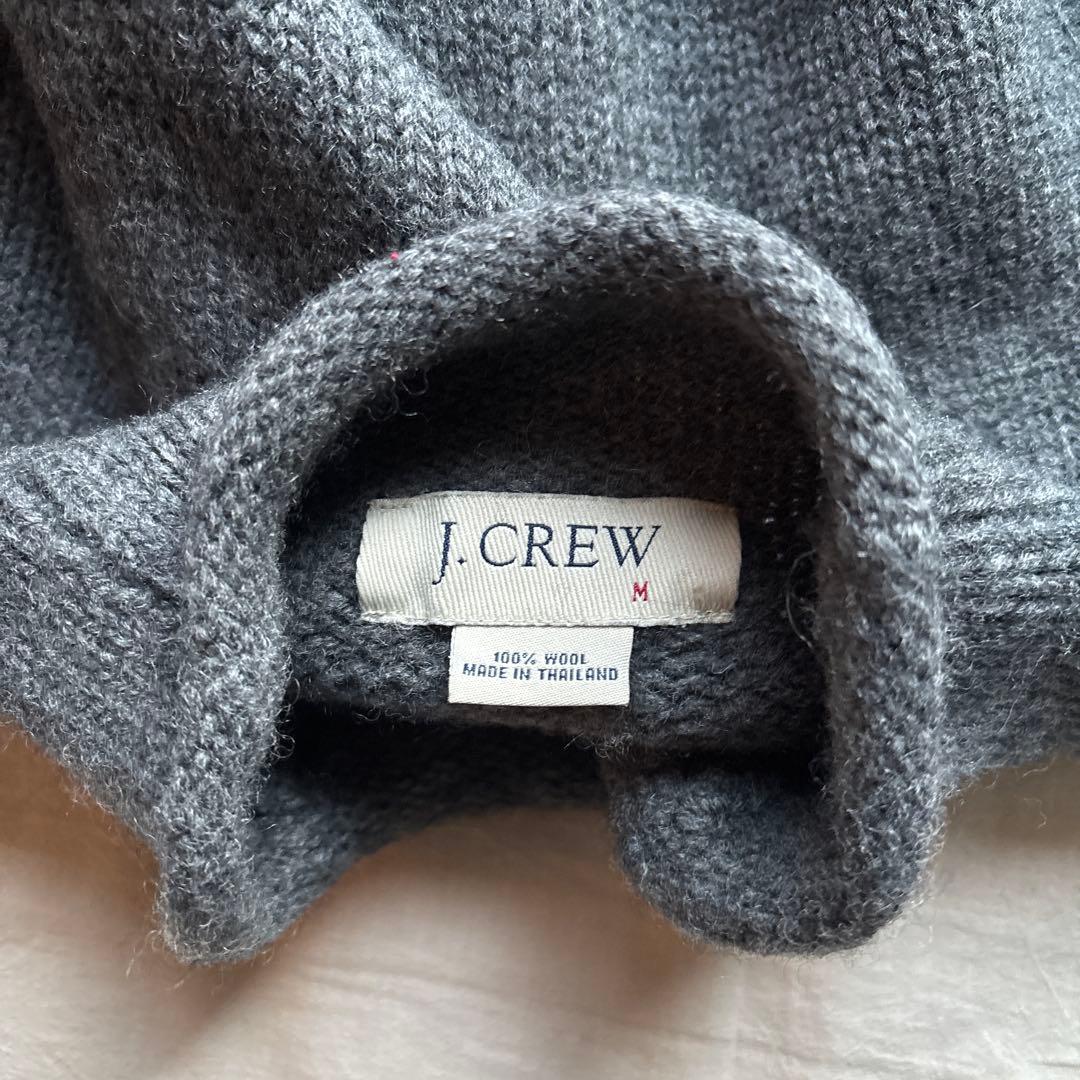 【90s】J.CREW ロールネック ニット グレー ウール ラグラン