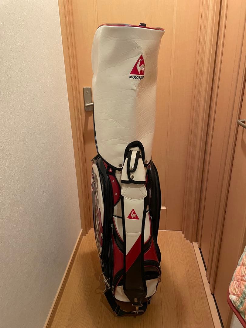 le coq sportif キャディバッグ ホワイト/レッド/ブラック