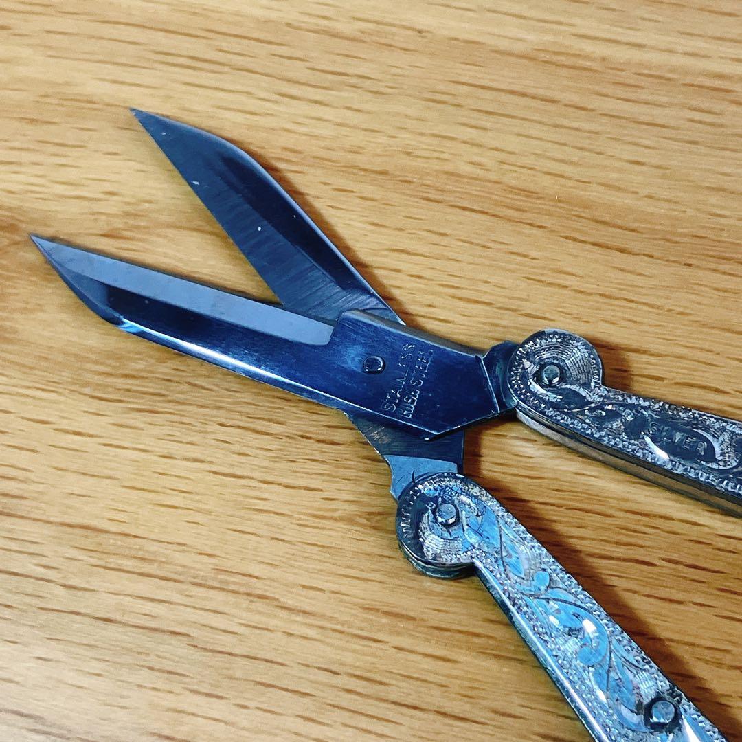 銀製】ペーパーナイフ　ハサミセット　シルバー