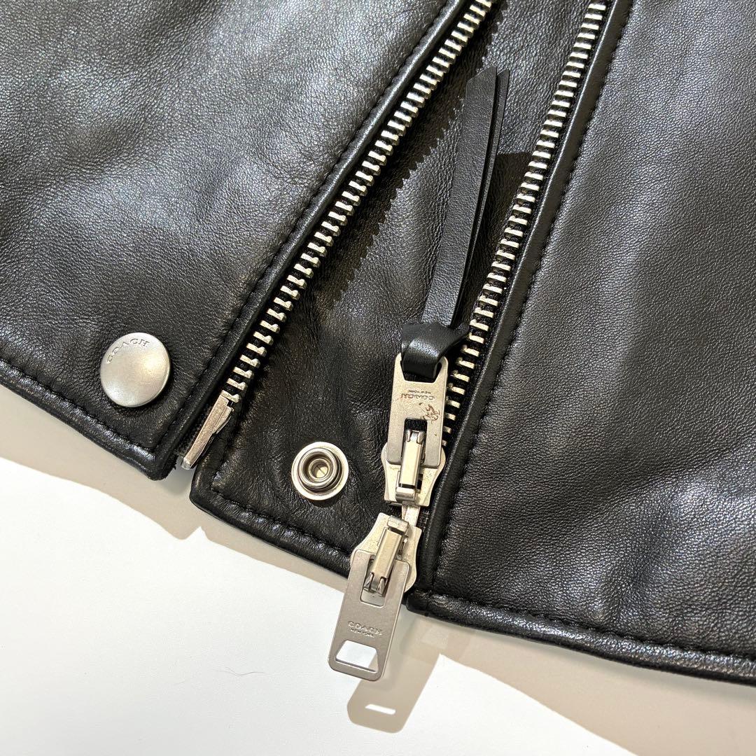 良品★ coach コーチ シングルライダースジャケット ラムレザー レディース