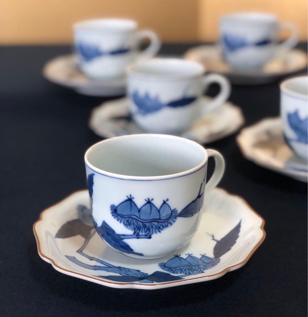 ‼️割引《R》有田焼 染付 栗絵 碗皿5客組 源右衛門作 共箱　250901G5