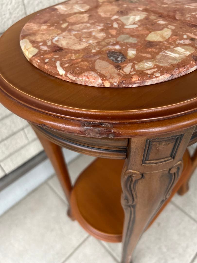 大理石 サイドテーブル コンソールテーブル 花台 猫足