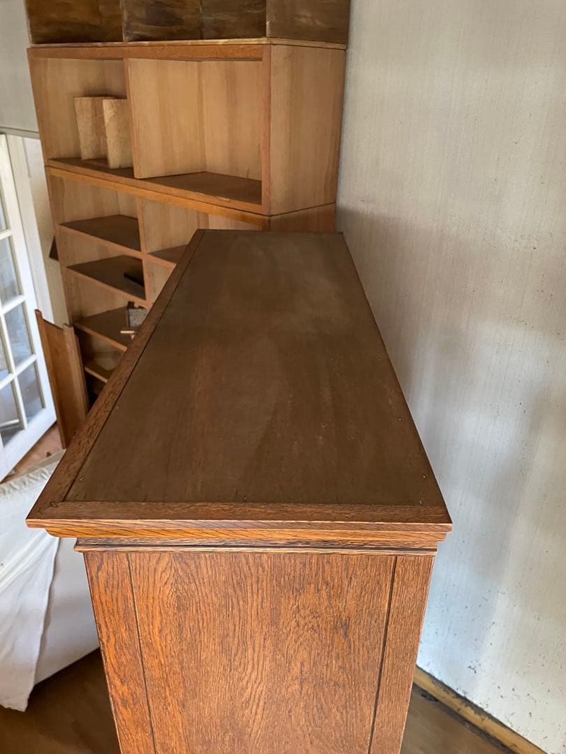 三越家具 Brugge ブルージュ 食器棚 飾り棚 キャビネット 楢材 英国