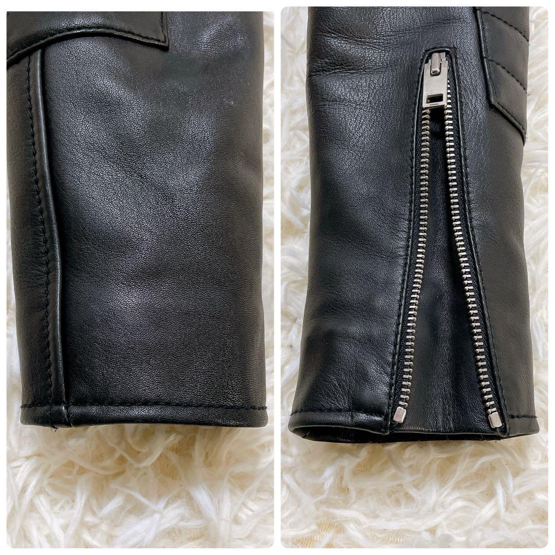 美品✨ディーゼル 2wayラムレザージャケット　黒　ロゴプレート　中綿　ショート