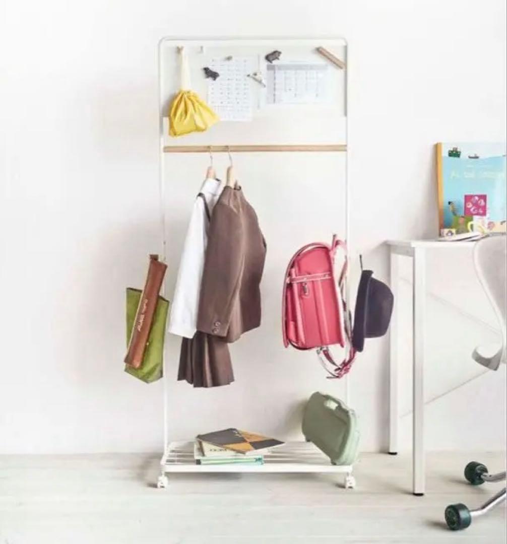 廃盤 【新品未開封】tower キッズパネル付きハンガーラックタワー　ホワイト