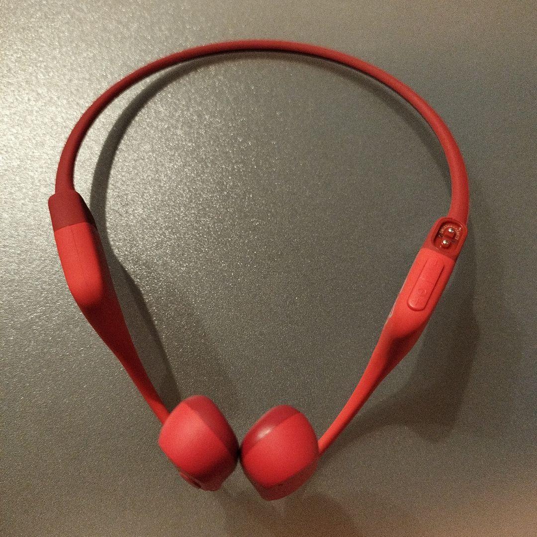 SHOKZ OPENRUN 骨伝導イヤホン レッド　使用時間30分　使用1回美品
