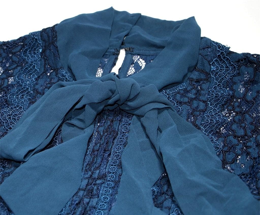 m*i様 セルフポートレイト ワンピース リボン レース 紺 UK8 未使用 B