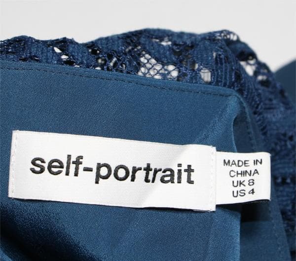 m*i様 セルフポートレイト ワンピース リボン レース 紺 UK8 未使用 B