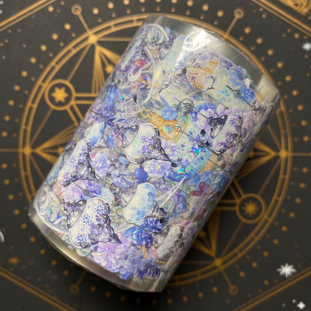 【9469】海外　マステ　3/5/巻　貝殻光マスキングテープ　青　ランプ　装飾系