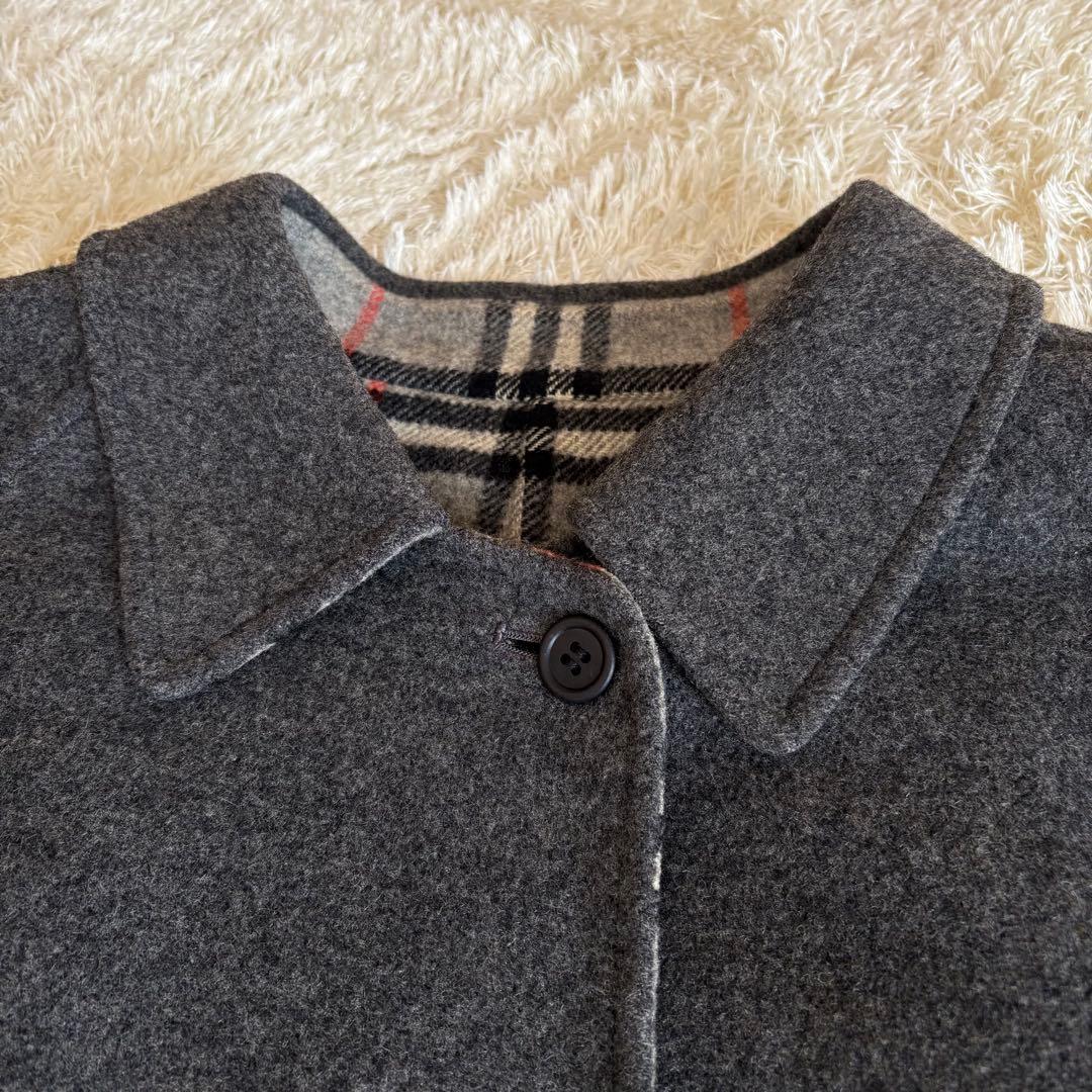 ❤️人気◆バーバリー ダブルフェイス リバーシブル コート ラムウール グレー