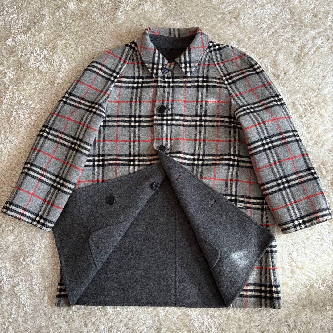 ❤️人気◆バーバリー ダブルフェイス リバーシブル コート ラムウール グレー