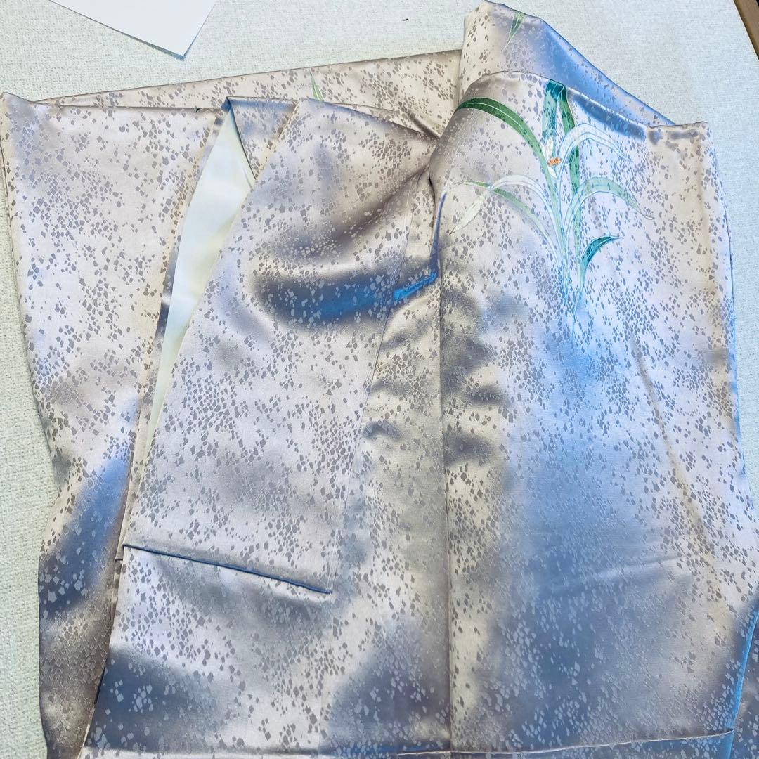 靖 122717宅　綸子　訪問着　袷　水仙　着物