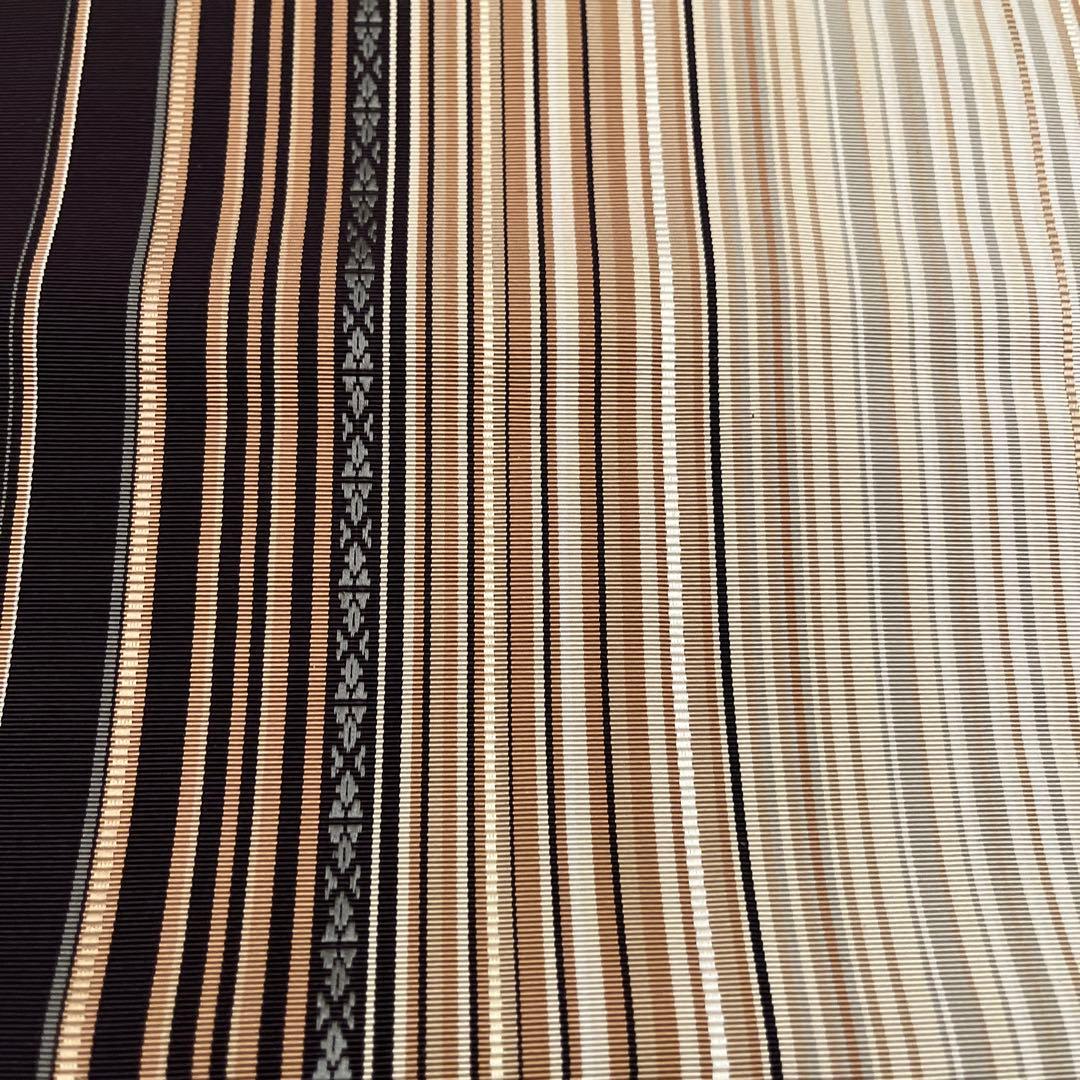 本場筑前博多織 名古屋帯 未使用品　シックな多色縞 モダン 洒落帯