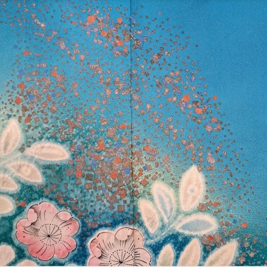 専用 長襦袢セット 正絹振袖 ブルーラメ入り金彩辻ヶ花 成人式 に最適