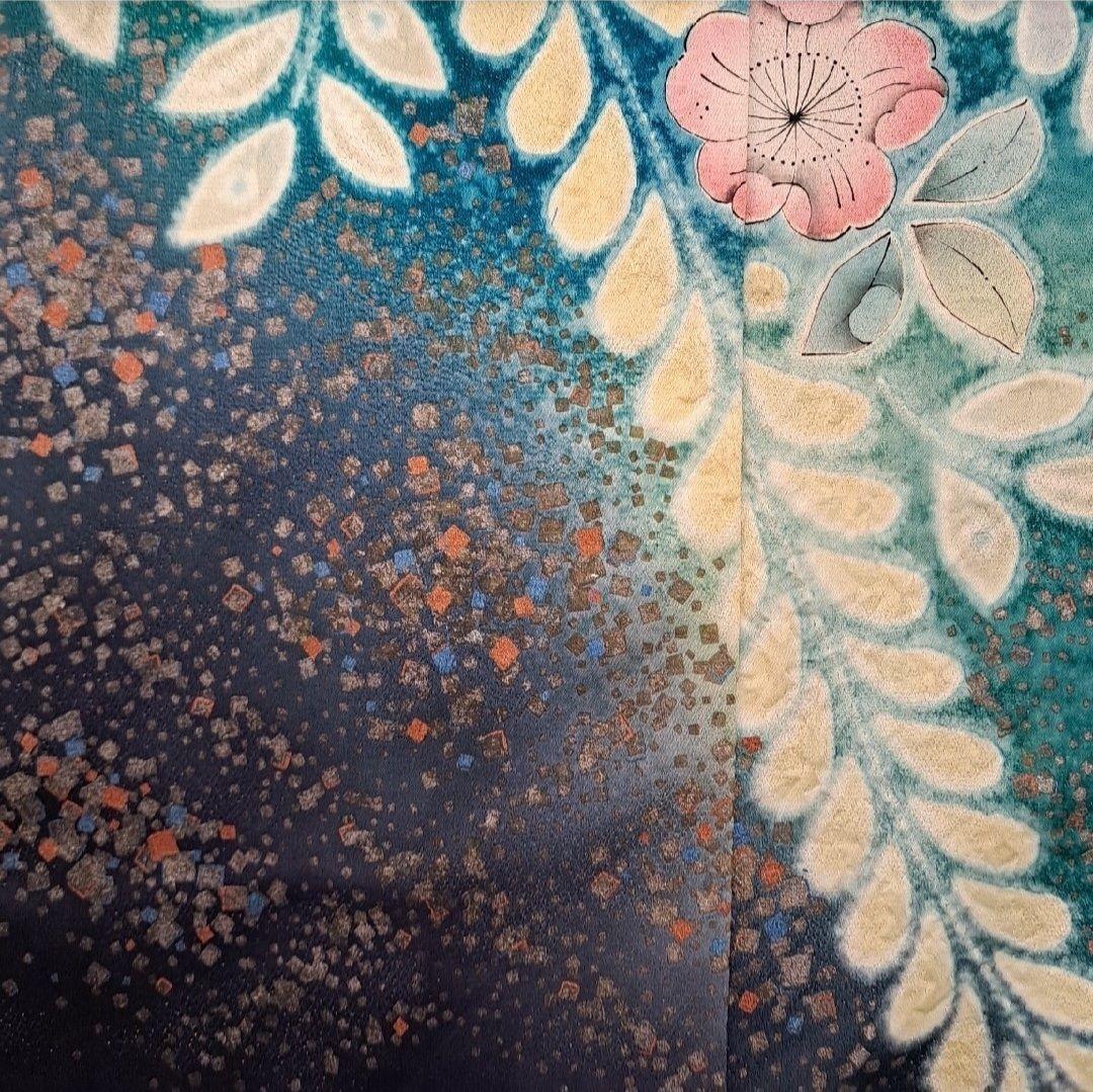 専用 長襦袢セット 正絹振袖 ブルーラメ入り金彩辻ヶ花 成人式 に最適